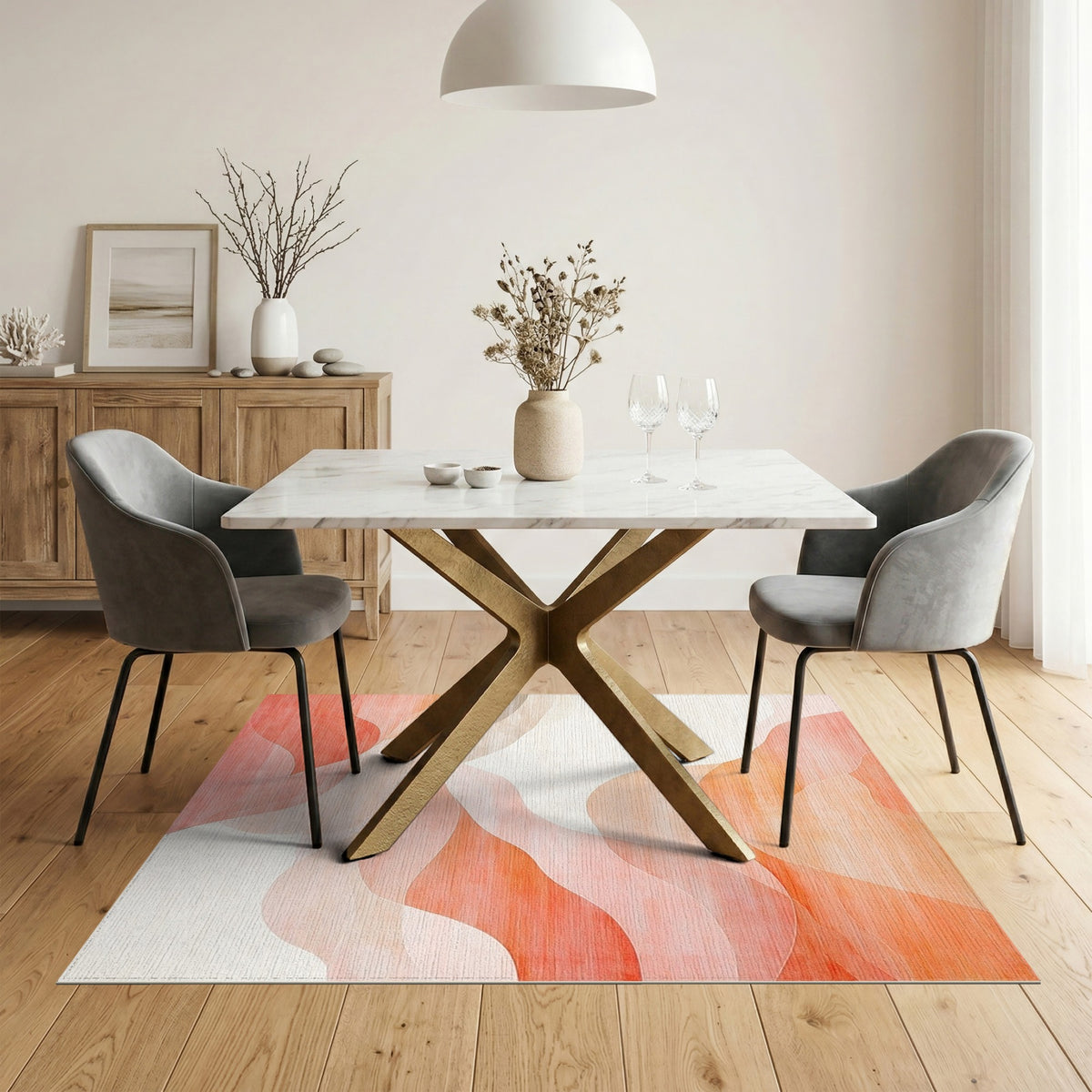 Abstract Area Wave Orange Wave Abstract Area Rug
