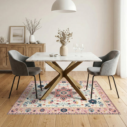 Pink Floral Medallion Vintage Floral Vintage Rug