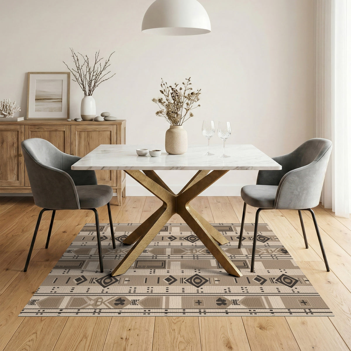 Geometric Modern Brown Geometric Tribal Area Rug