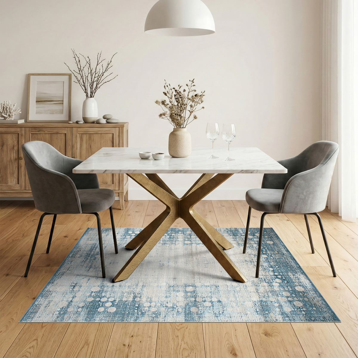 Distressed Vintage Blue Teal Distressed Vintage Area Rug