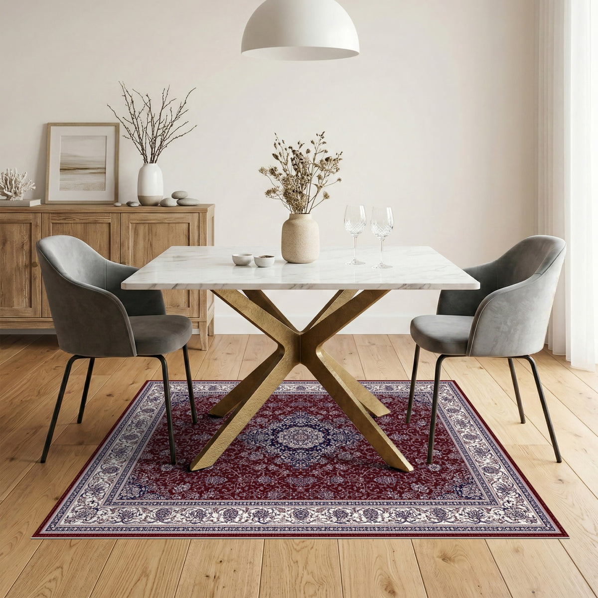 Red Traditional Persian Red Floral Medallion Traditional Persian Area Rug