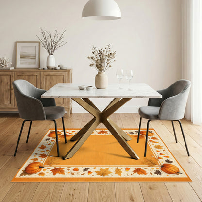 Orange Autumn Pumpkin Harvest Border Area Rug