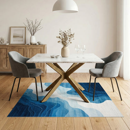 Blue Wave Abstract Area Rug