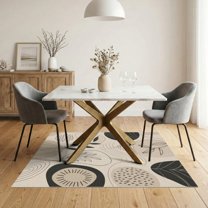 Abstract Leaf Beige Area Rug