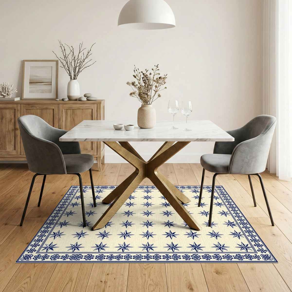 Blue Star Geometric Area Rug