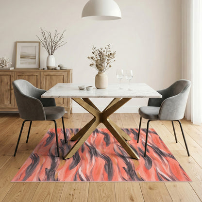 Orange Coral Wave Abstract Area Rug