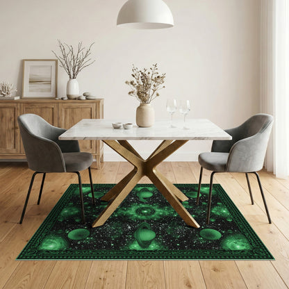 Green Celestial Orbit Area Rug