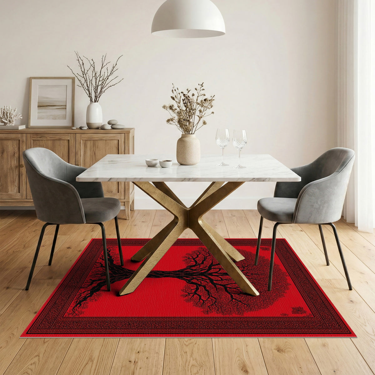 Red Tree of Life Area Rug