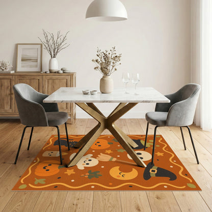 Orange Cute Halloween Orange Kids Cartoon Rug