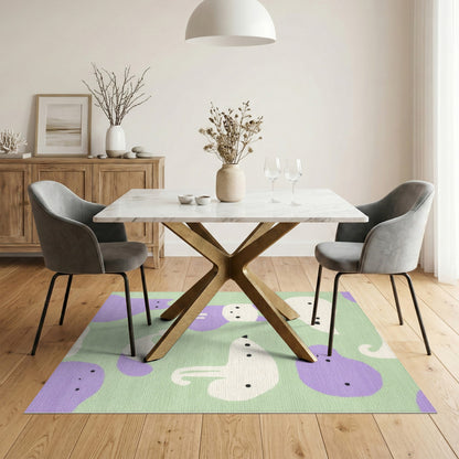 Purple Animal Friends Kids Cartoon Rug