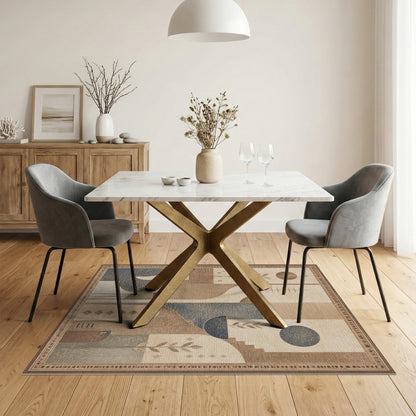 Abstract Geometric Modern Abstract Geometric Brown Tan Area Rug