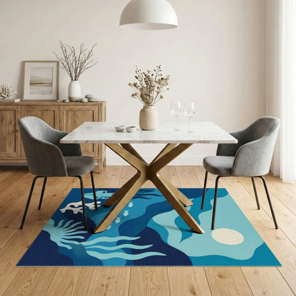 Ocean Waves Coral Reef Area Rug
