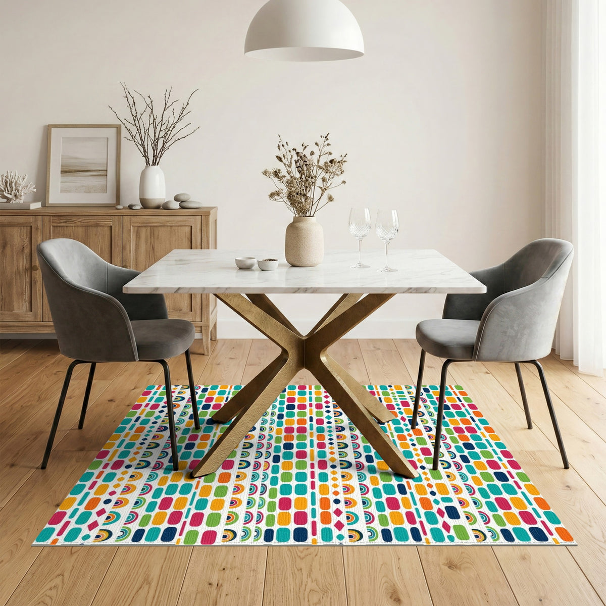 Vibrant Multi-Color Geometric Area Rug