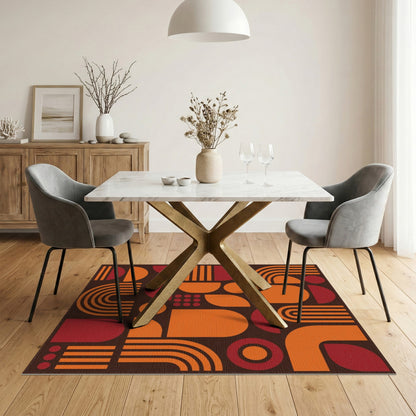 Orange Geometric Modern Area Rug