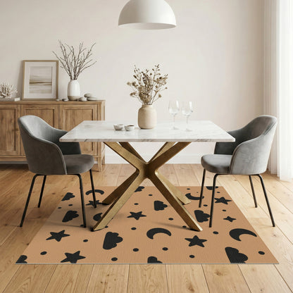 Brown Moon Stars Kids Area Rug