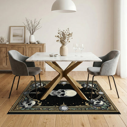 Gothic Skull Ornate Black Area Rug