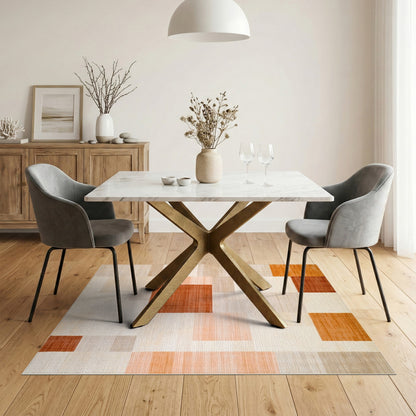 Orange Geometric Orange Block Area Rug