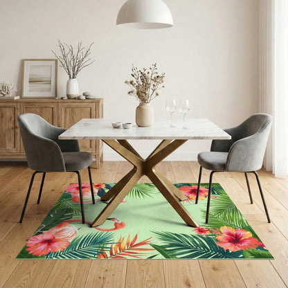 Pink Flamingo Hibiscus Area Rug