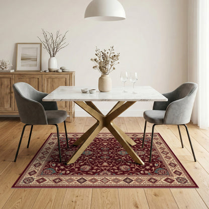 Deep Red Persian Floral Area Rug