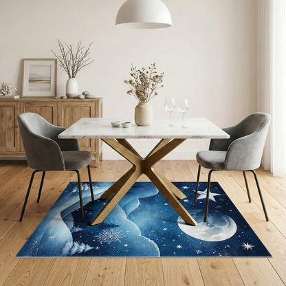 Moonlit Winter Snowscape Area Rug