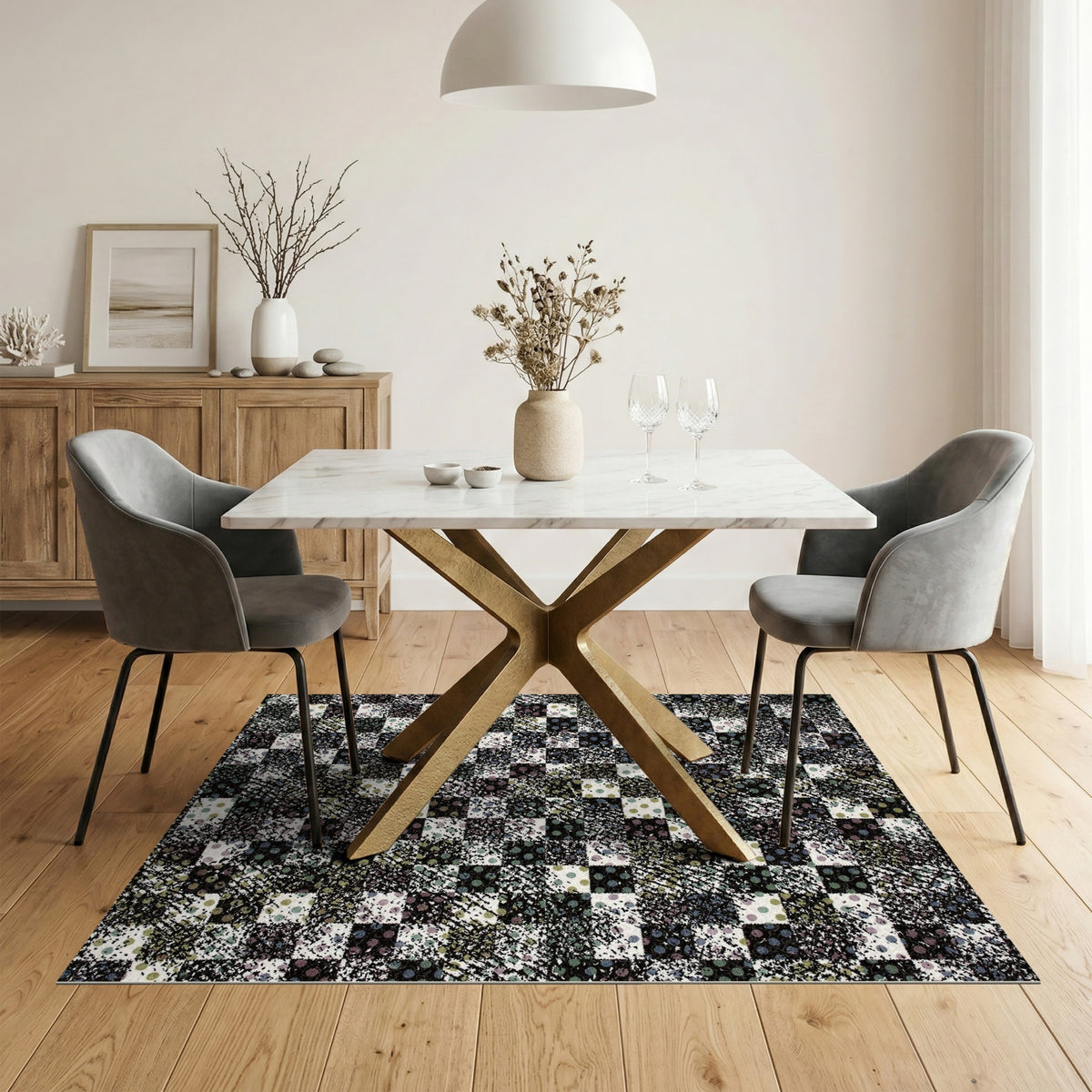 Multi-Color Checkered Geometric Area Rug