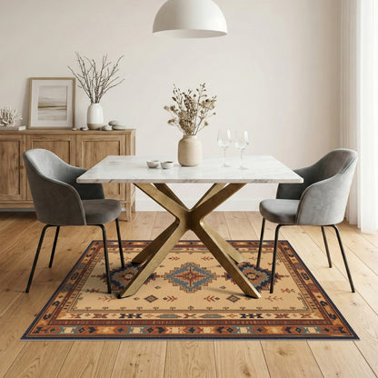 Beige Southwestern Geometric Area Rug