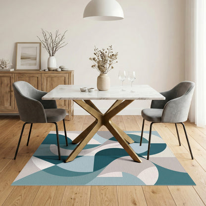 Teal Geometric Modern Area Rug
