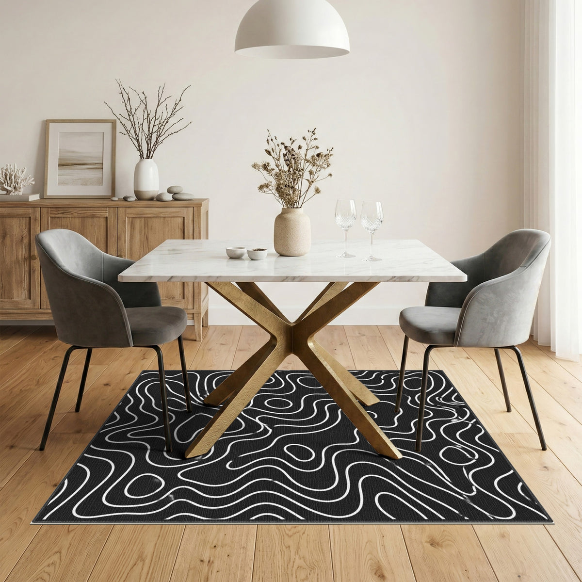 Abstract Area Wave Black White Abstract Wave Area Rug