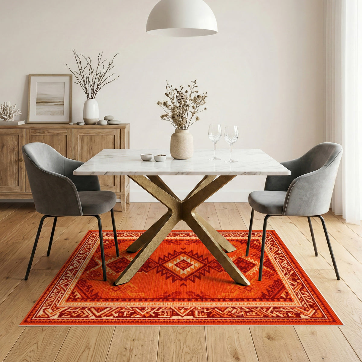 Bold Red Southwestern Area Rug