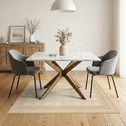 Beige Geometric Lattice Area Rug