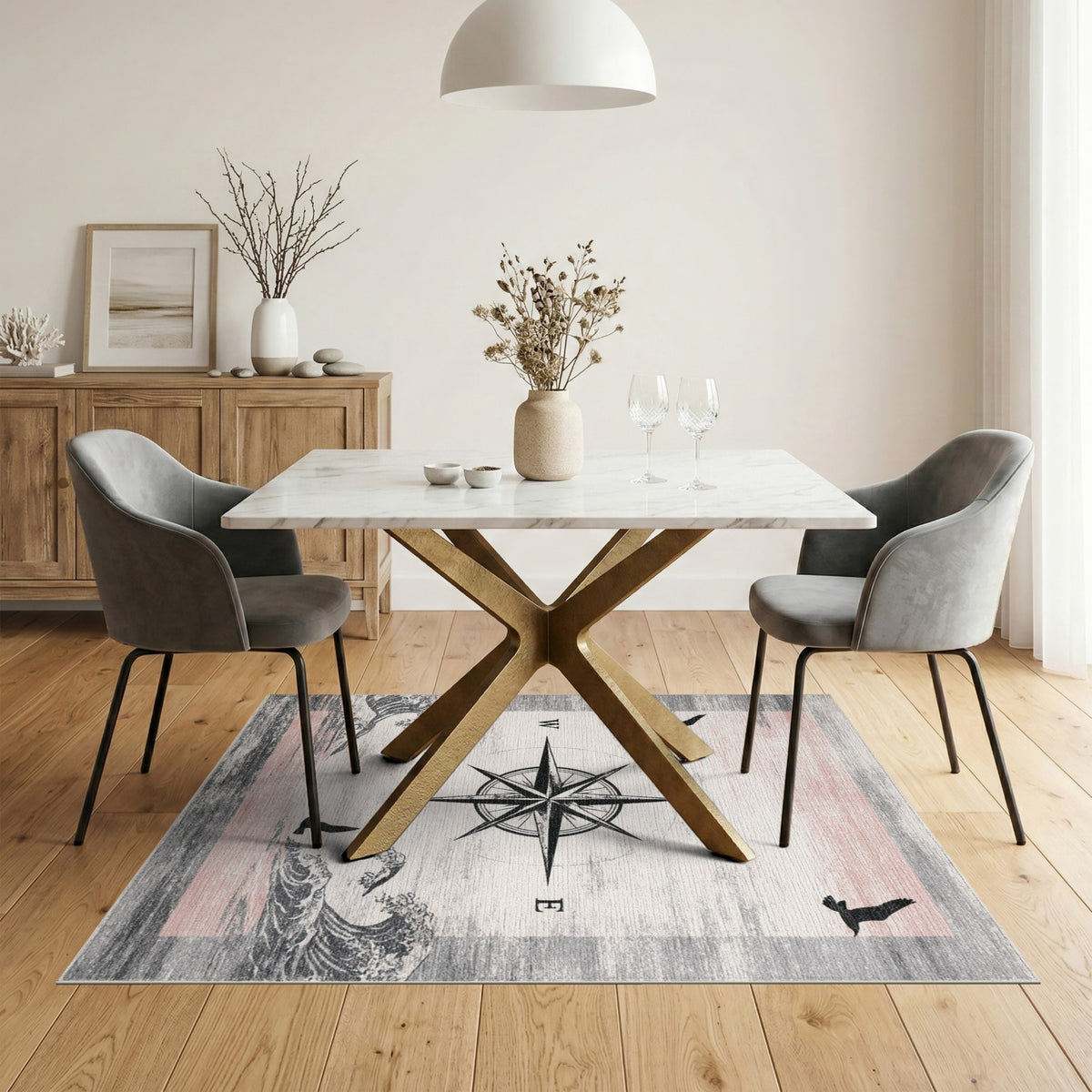 Compass Rose Waves Area Rug