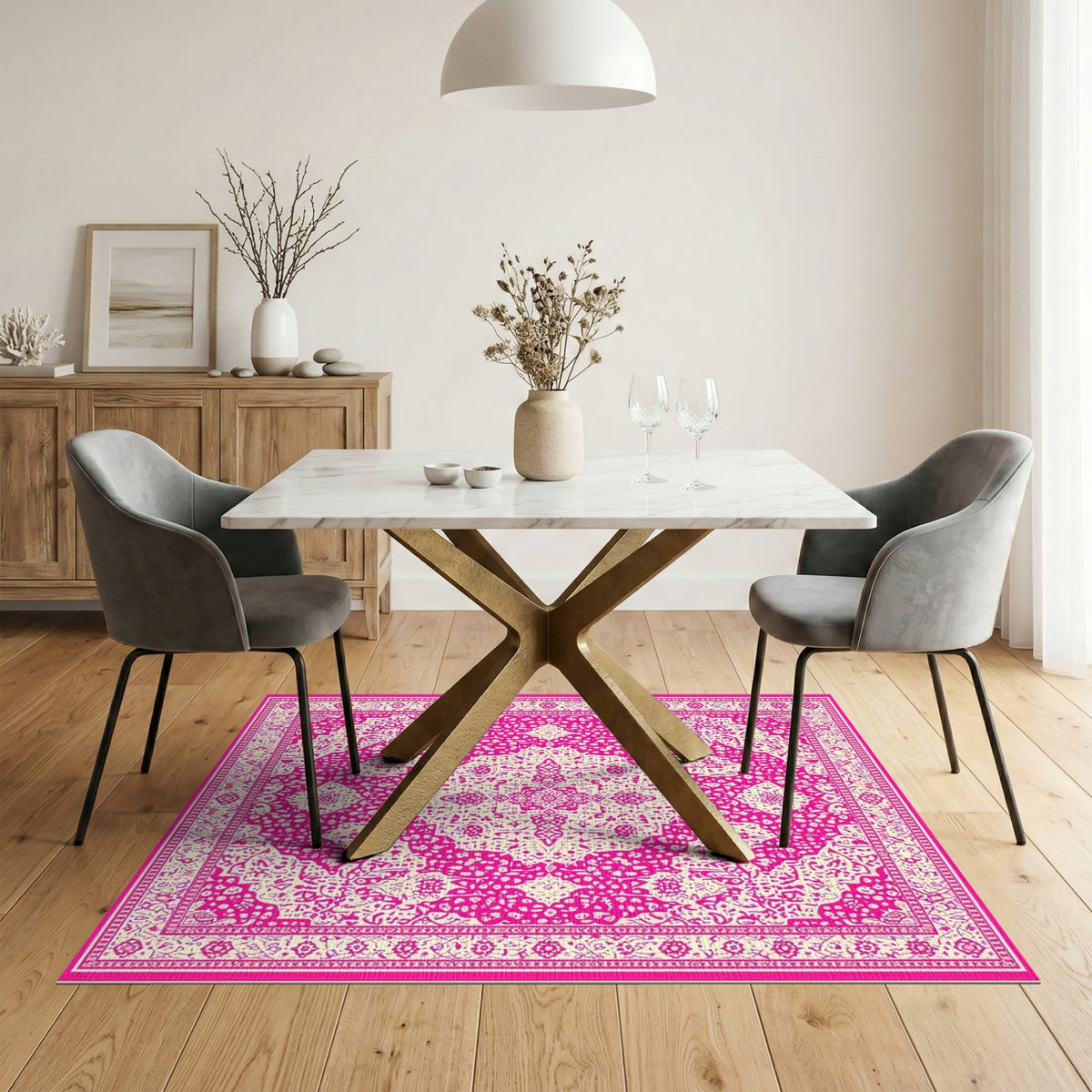 Pink Traditional Persian Pink Traditional Persian Area Rug