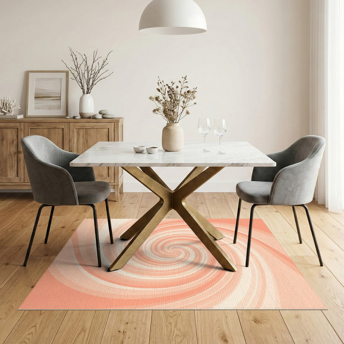 Orange Swirl Spiral Area Rug