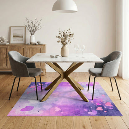 Purple Hearts Watercolor Area Rug