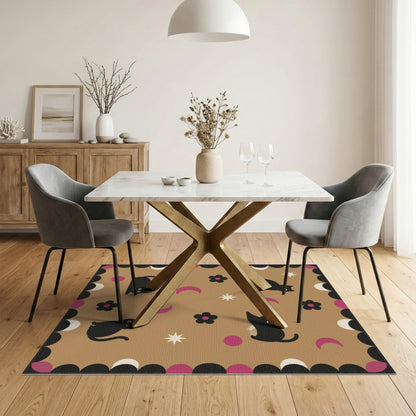 Black Cat Moon Kids Area Rug