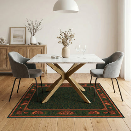 Green Mythical Border Area Rug