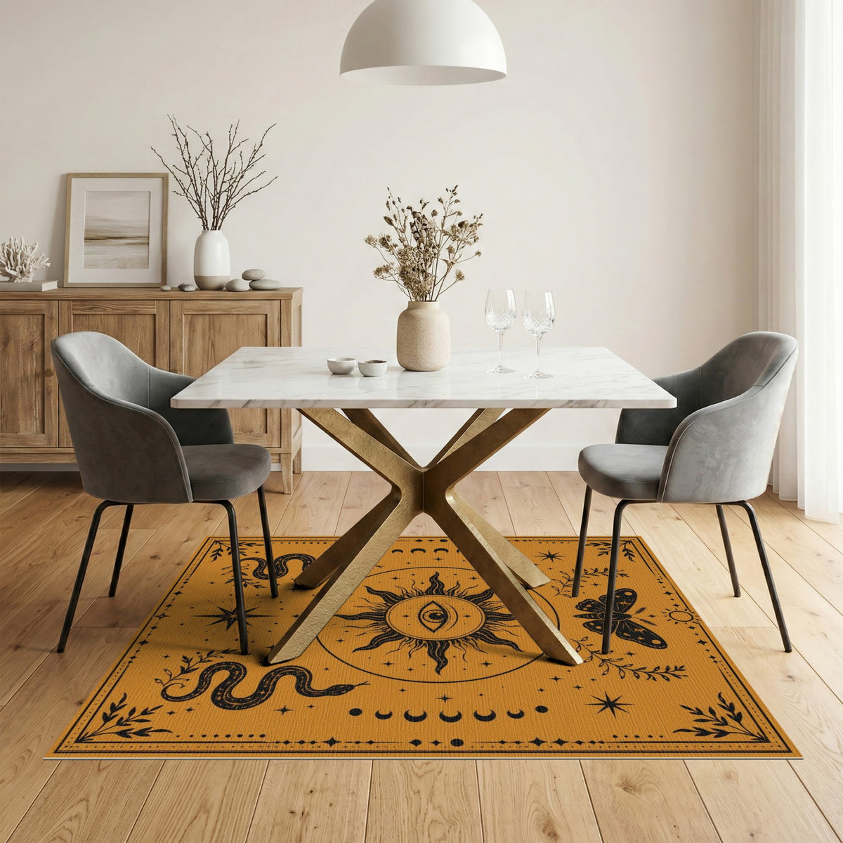 Mystic Sun Eye Orange Area Rug