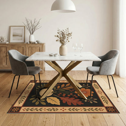 Autumn Pumpkin Floral Area Rug