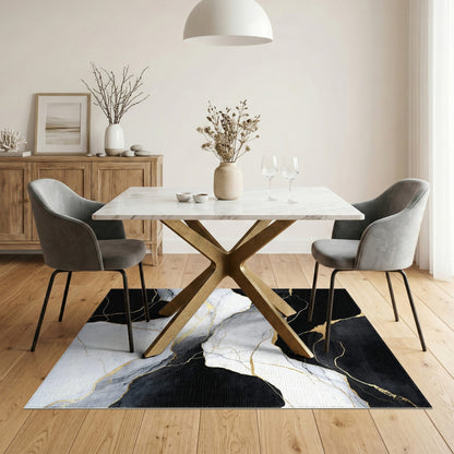Abstract Area Black White Abstract Marble Area Rug