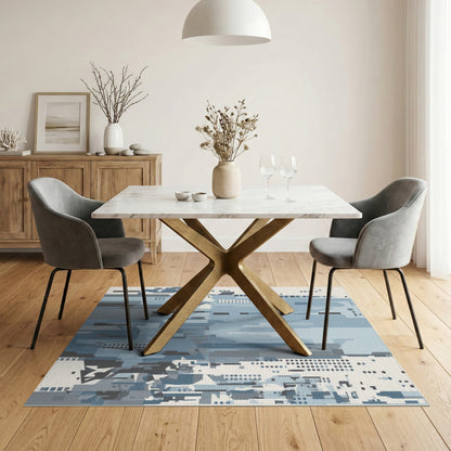 Blue Geometric Abstract Area Rug