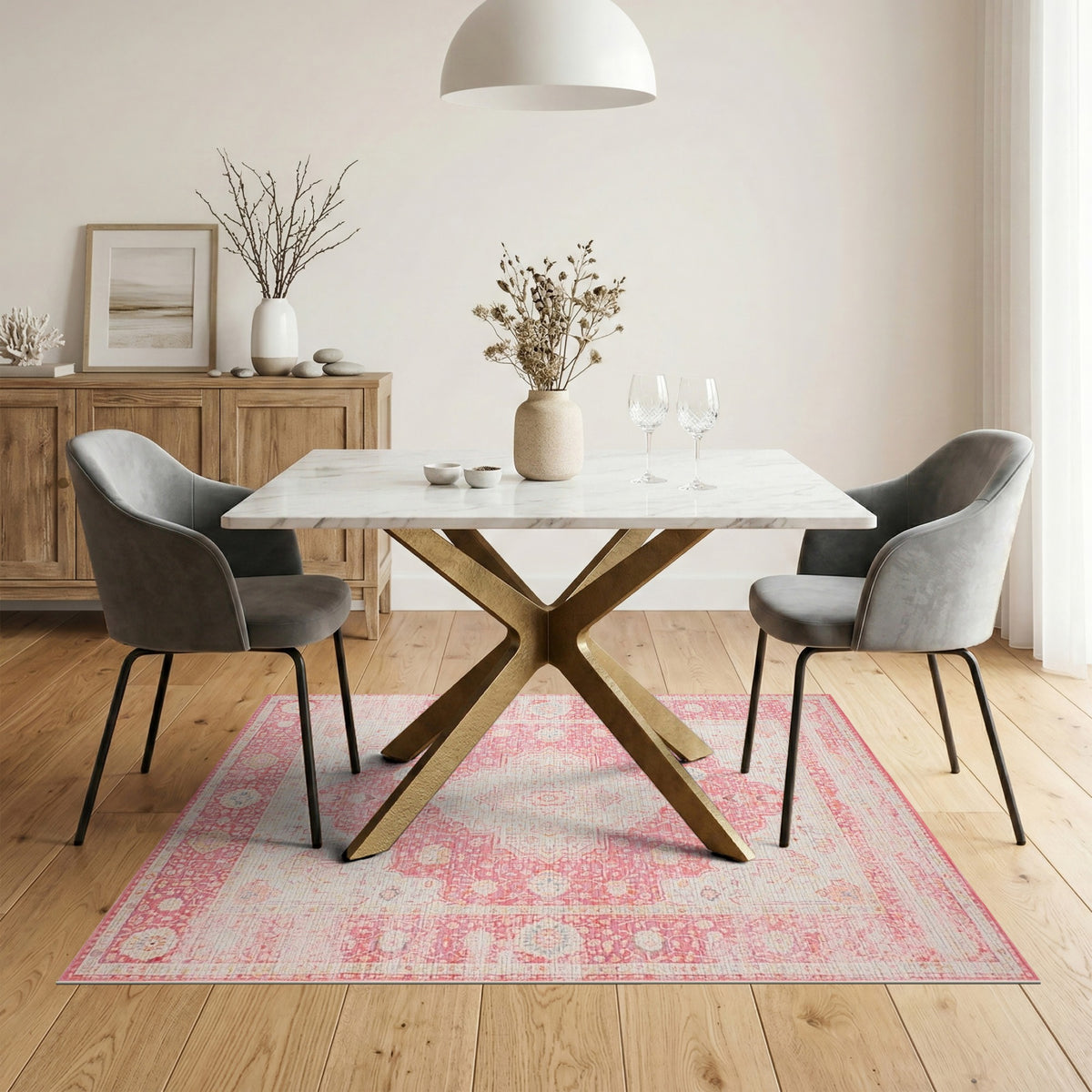 Pink Distressed Vintage Medallion No. 2 Area Rug