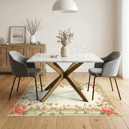 Pink Rose Floral Vintage Area Rug