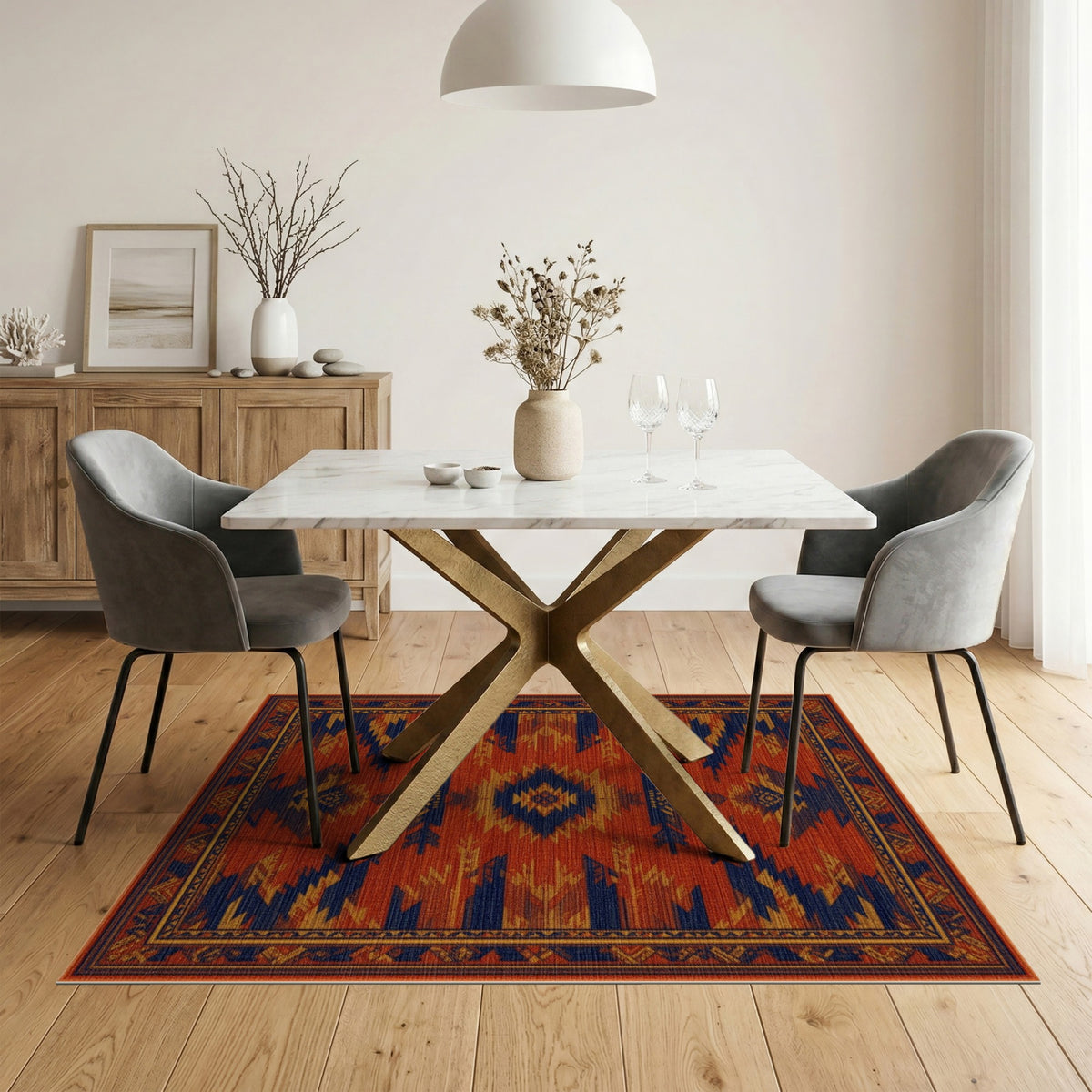 Southwestern Orange Geometric No. 28 Area Rug