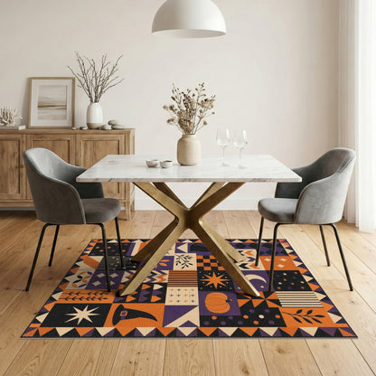 Geometric Modern Halloween Geometric Patchwork Area Rug