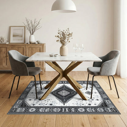 Black White Heritage Tribal No. 54 Area Rug