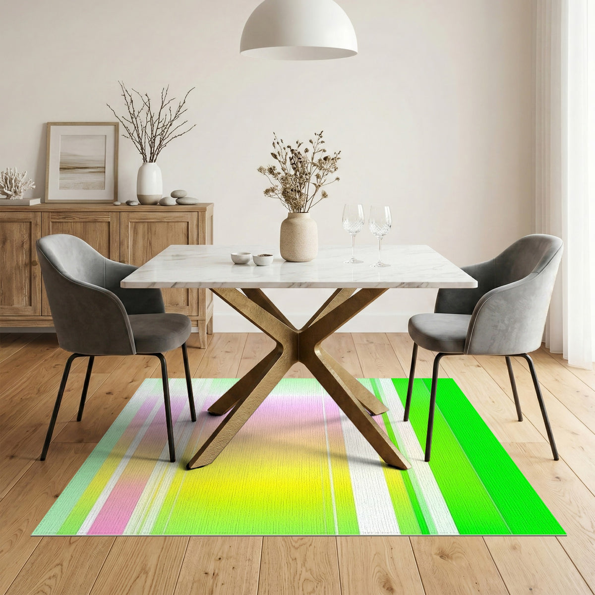 Stripe Multi-color and Patterns Vibrant Multi-Color Geometric Stripe Area Rug