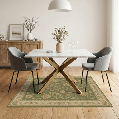 Green Floral Vintage Area Rug