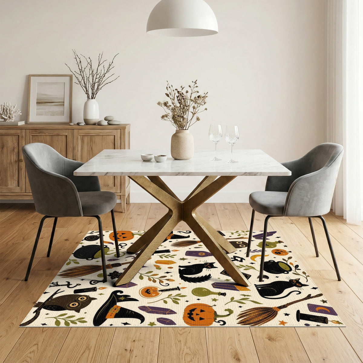 Spooky Halloween Witchcraft Area Rug