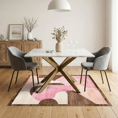 Blush Pink Abstract Area Rug