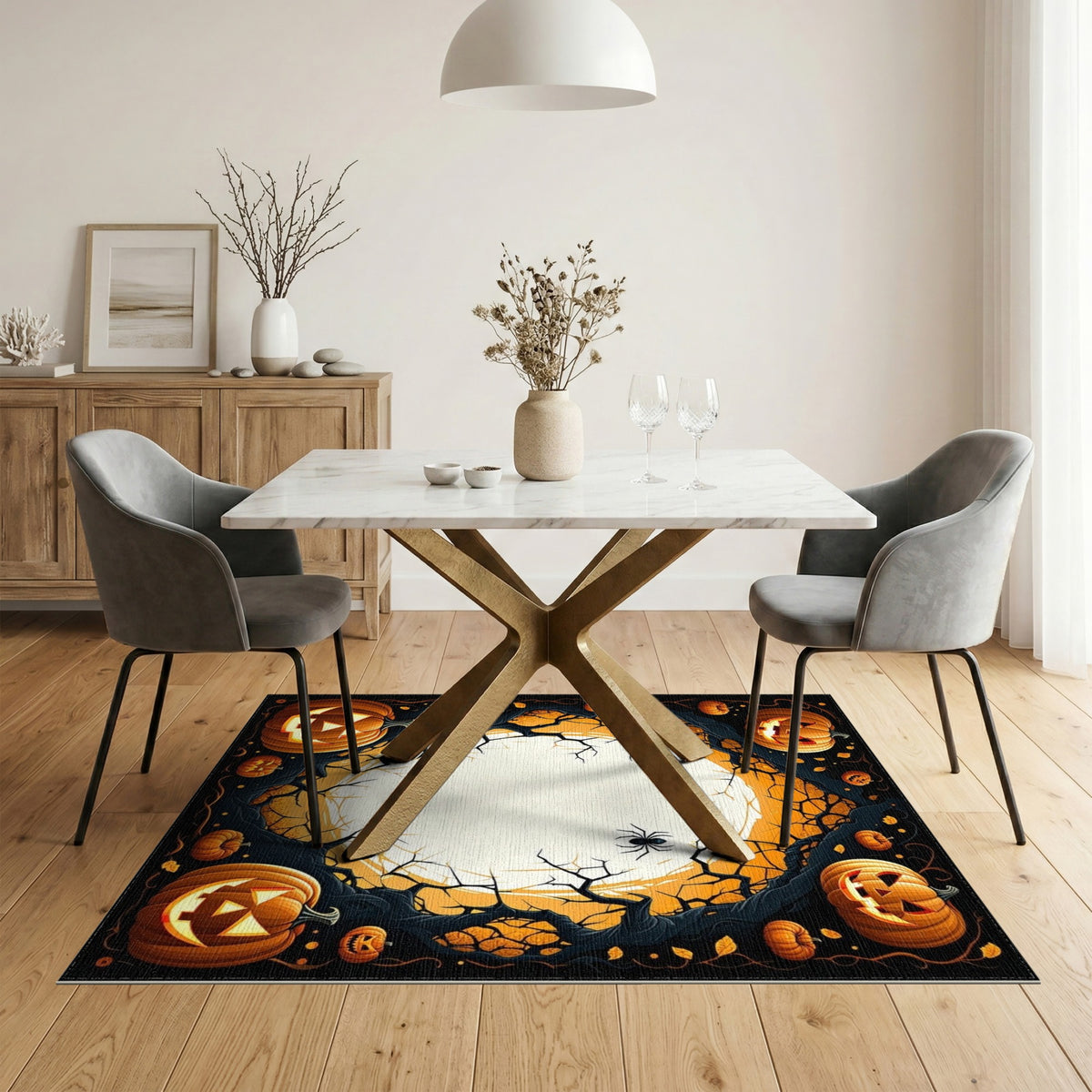Pumpkin Moon Halloween Area Rug